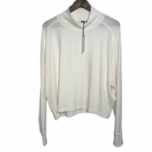Michael Stars Frida Mock Neck Top size Large Chalk Cream Pullover Long Sleeve